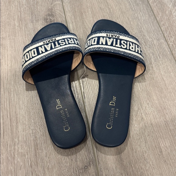 Blue and Cream Slide Sandals - Picture 6 of 6